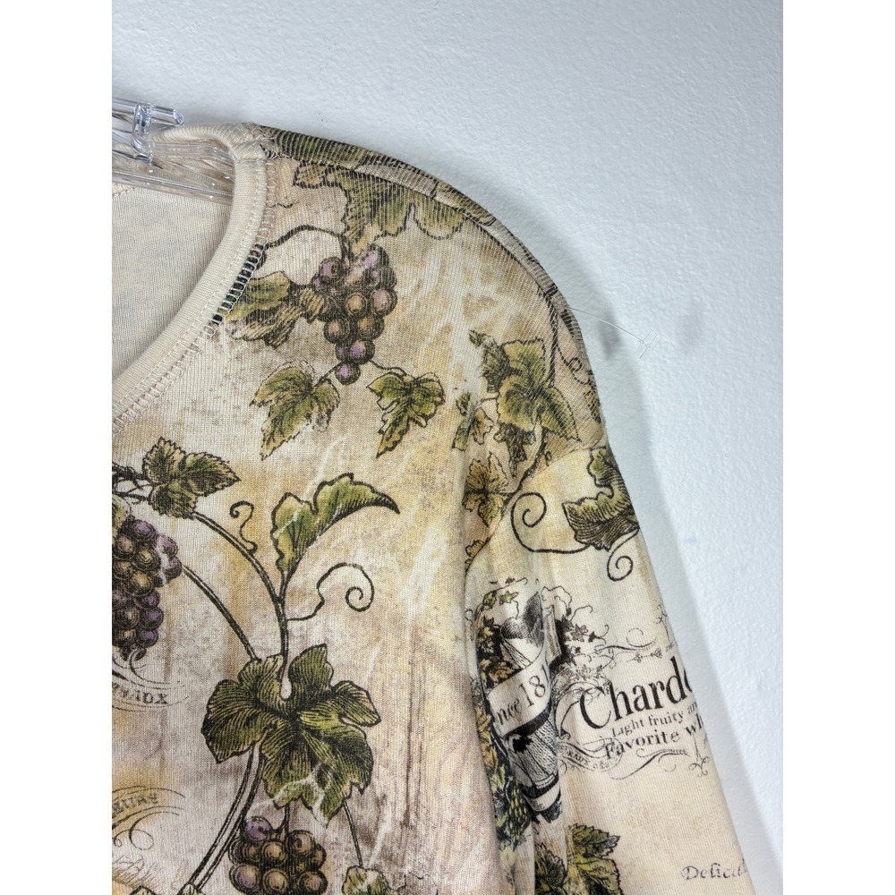 Vintage 90s Y2K Allover Graphic Print Chardonnay Wine Country Shirt Top XL Fairy - Picture 8 of 15